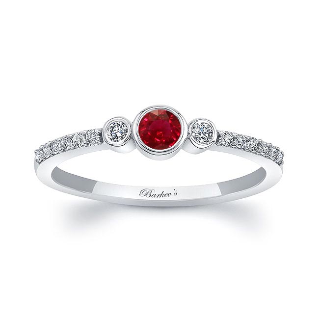 Barkev's Mia Ruby Three Stone Diamond Promise Ring RB-8228L