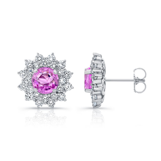 Barkev's 1.00ct. Double Halo Pink Sapphire Studs PS-8050E