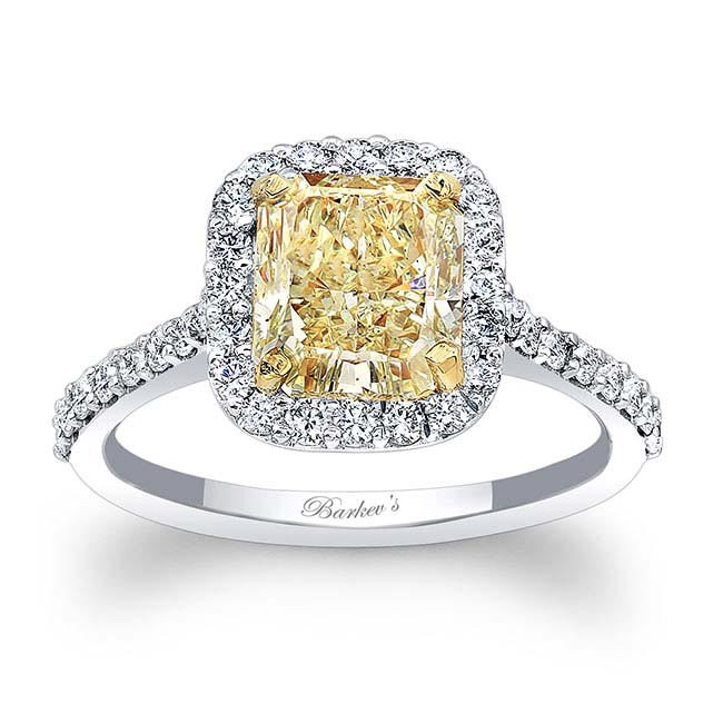 Barkev's Radiant Cut Yellow Diamond Halo Ring 7989LT