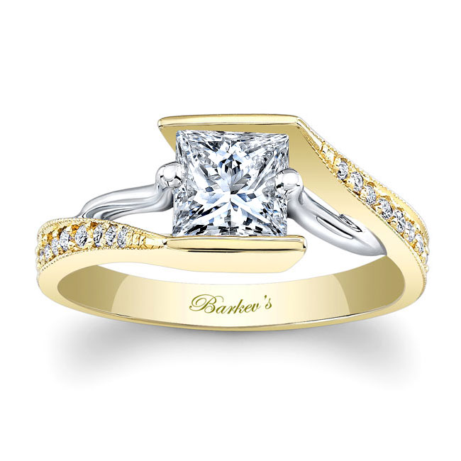 Barkev's Two Tone Princess Cut Diamond Ring 7924LTY