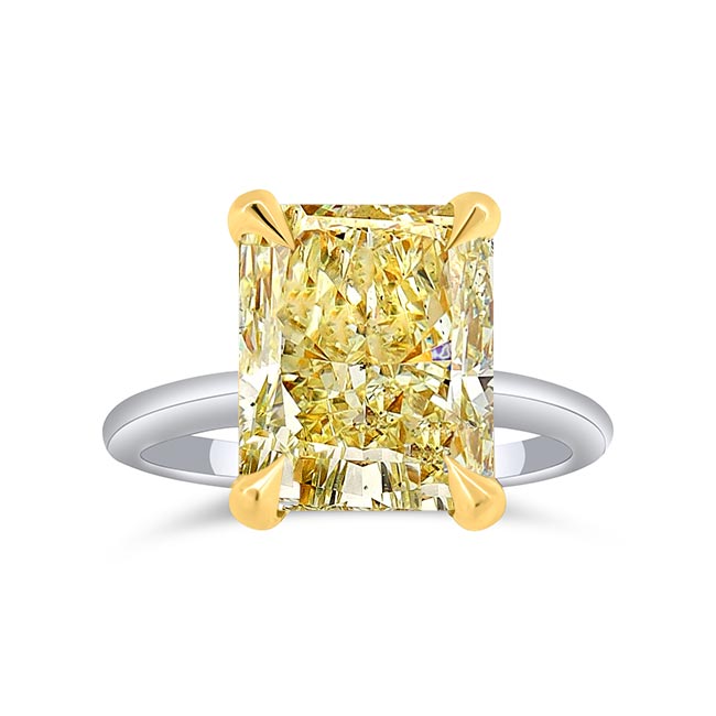 Barkev's Two Tone Radiant Cut Yellow Diamond Ring YD-8320LTY