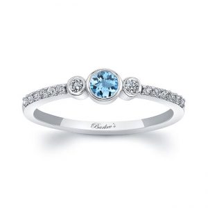 Mia Aquamarine Three Stone Diamond Promise Ring