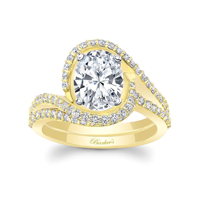 Barkev's Yellow Gold 2 Carat Oval Wedding Ring Set 8205S