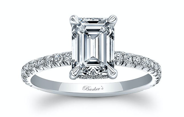 Emerald cut lab grown diamond engagement ring from Barkev's