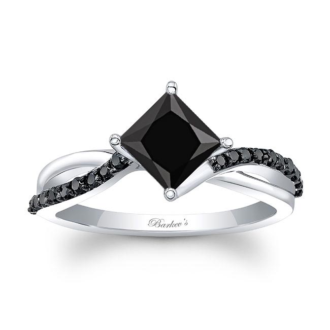 Barkev's Twisted Princess Cut Black Diamond Ring BC-8076LBK