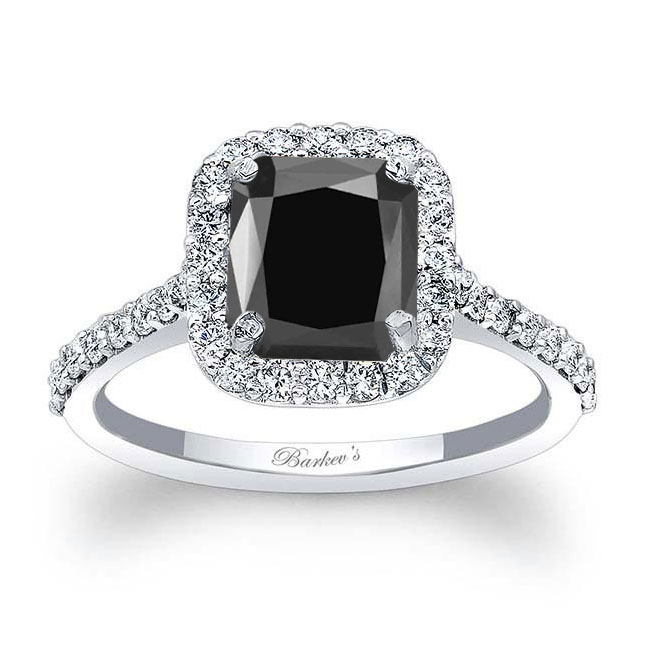 Barkev's Radiant Cut Black And White Diamond Halo Ring BK-7989L