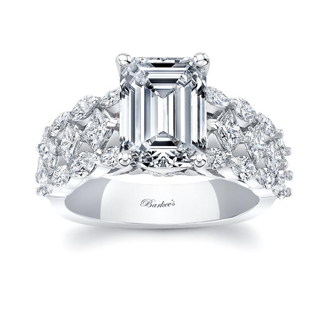 Barkev's Three Row Emerald Cut Diamond Ring 8208L-EM