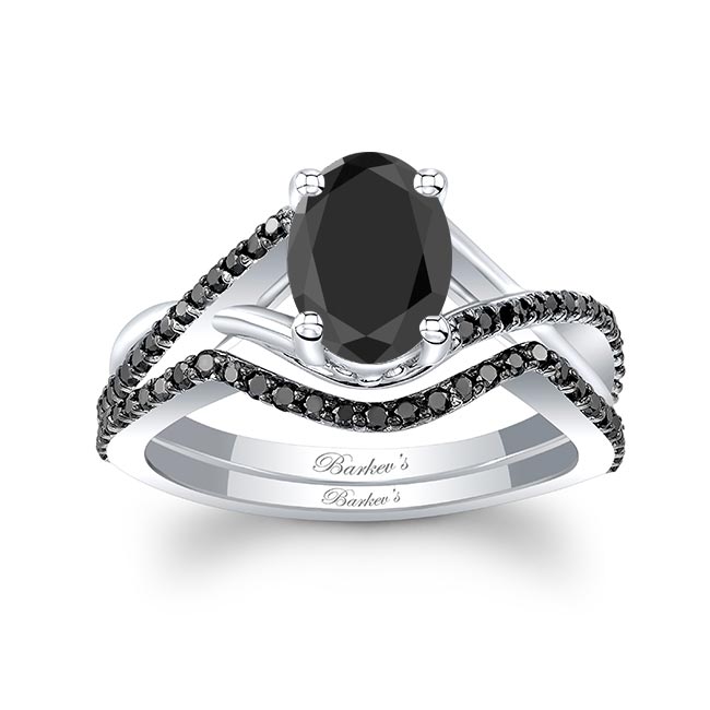 Barkev's One Carat Oval Black Diamond Bridal Set BC-8267SBK