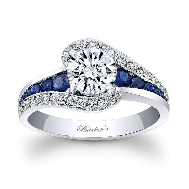 Barkev's Unique Blue Sapphire Accent Engagement Ring 7898LBS