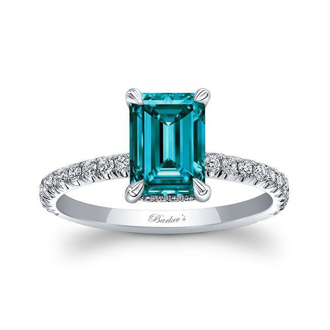 Barkev's Ella Emerald Cut Blue And White Diamond Engagement Ring BD-8240L