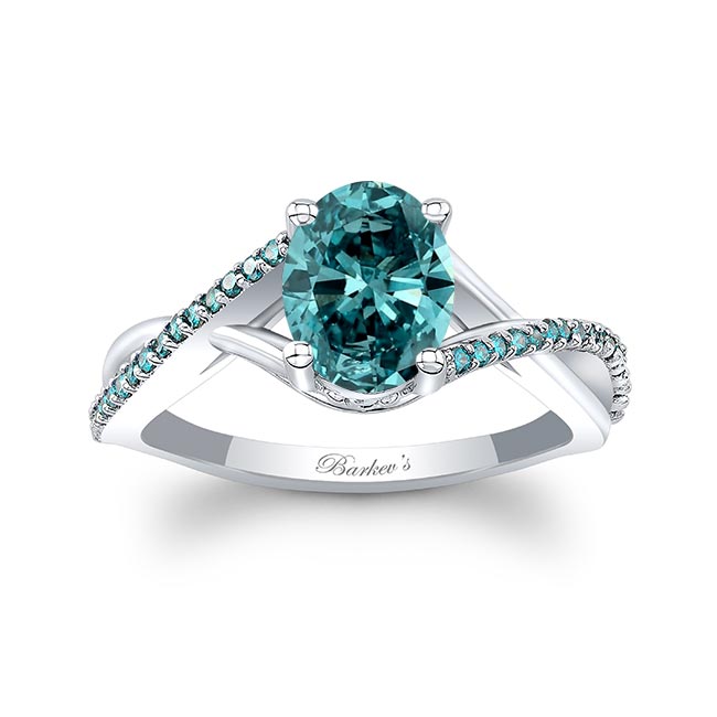 Barkev's One Carat Oval Blue Diamond Ring BD-8267LBD
