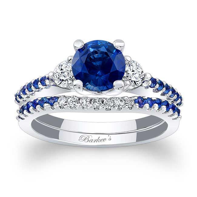 Barkev's 3 Stone Sapphire Wedding Ring Set BSC-7539SBS