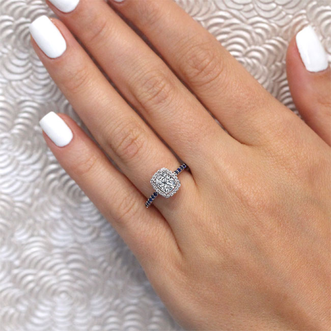 Barkev's 1 Carat Cushion Halo Sapphire And Diamond Engagement Ring 7838LBS-CU