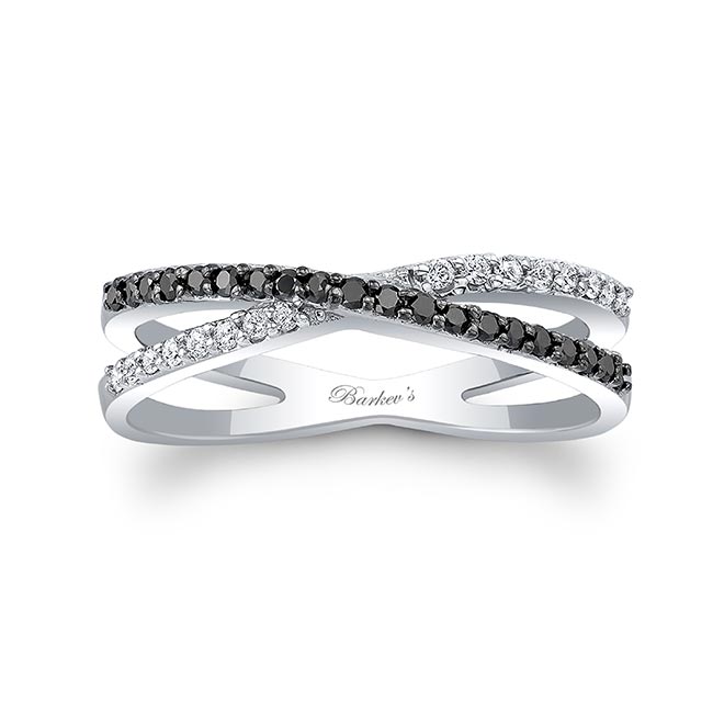 Barkev's Criss Cross Black and White Diamond Promise Ring 8241WBK
