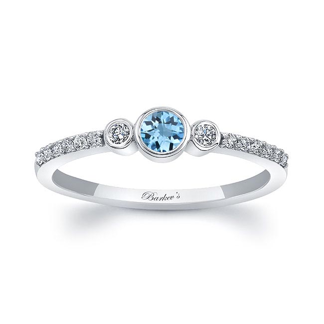 Barkev's Mia Aquamarine Three Stone Diamond Promise Ring AQ-8228L