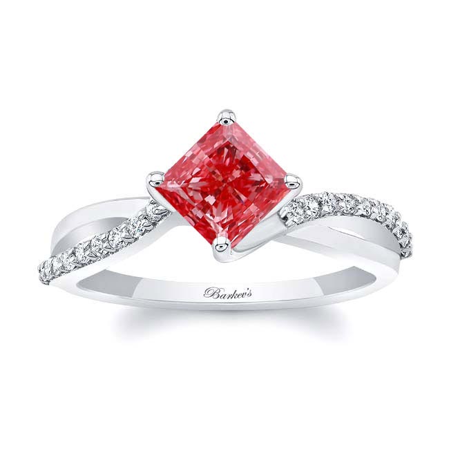 Barkev's Princess Cut Lab Grown Pink Diamond Twist Engagement Ring PLG-8076L