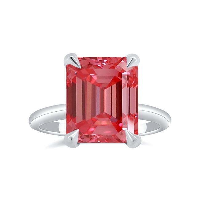 Barkev's 5 Carat Emerald Cut Lab Pink Diamond Ring PLG-8320L-EM