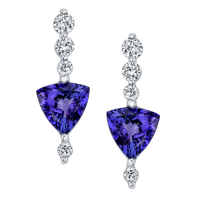  Trillion Cut Tanzanite And Diamond Earrings Image 1