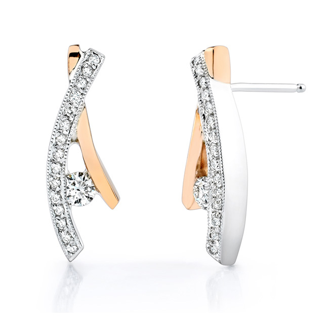 White Rose Gold Diamond Earrings 6728ER