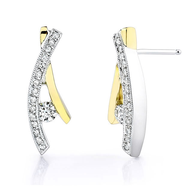 White Yellow Gold Diamond Earrings 6728ER