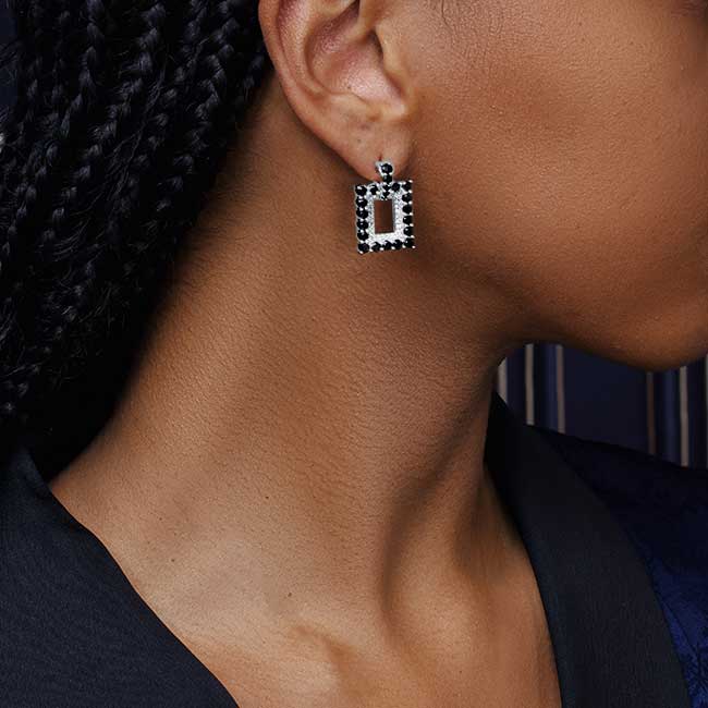 Platinum Black Diamond Earrings Image 3