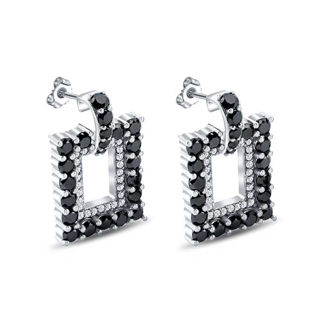 White Gold Black Diamond Earrings Image 2
