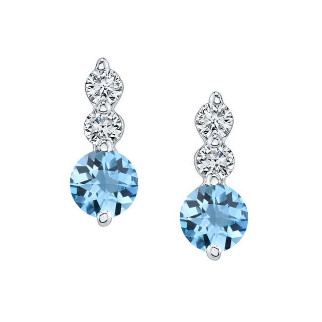 Platinum Aquamarine And Diamond Earrings Image 1