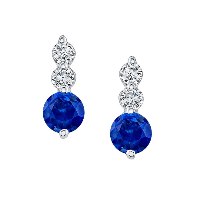  White Gold Blue Sapphire And Diamond Earrings Image 1