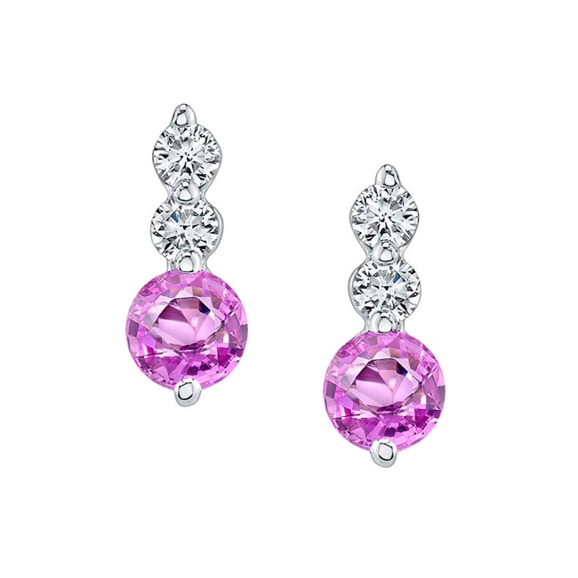  White Gold Pink Sapphire And Diamond Earrings Image 1