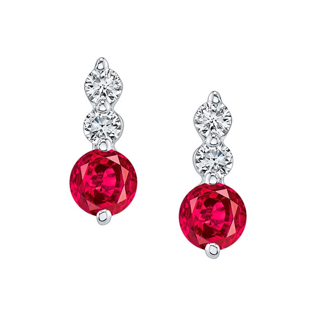  White Gold Ruby And Diamond Earrings Image 1