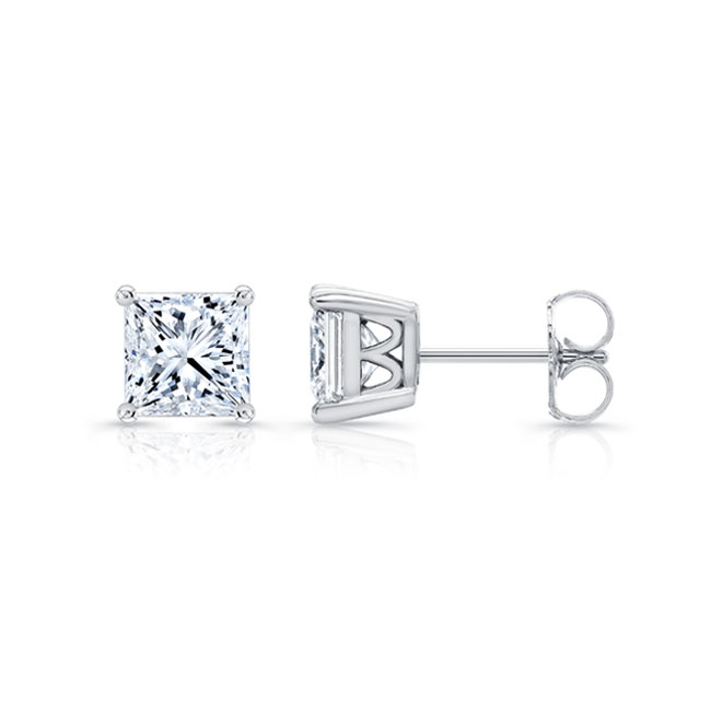 Platinum 0.50ct. Princess Cut Diamond Studs 8095ER50 Image 1