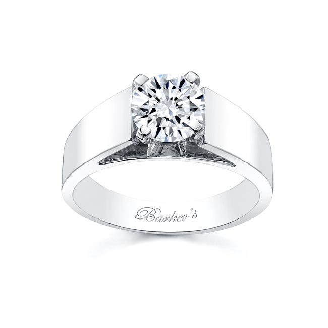  Wide Band Moissanite Solitaire Engagement Ring Image 1