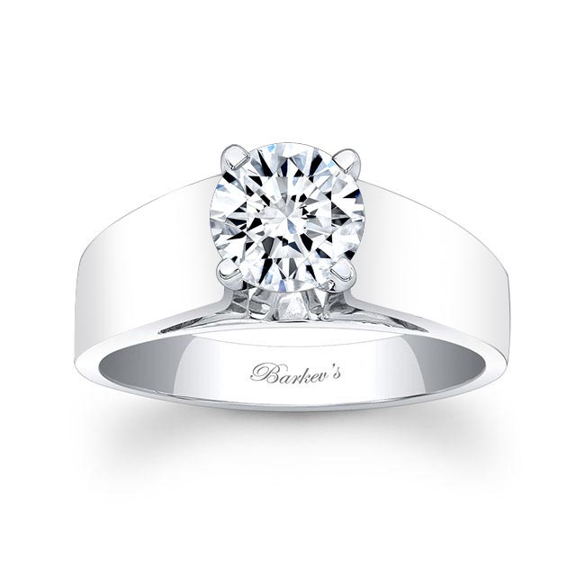 Wide Band Moissanite Solitaire Ring