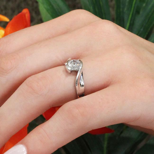 Moissanite Solitaire Bypass Engagement Ring Image 4