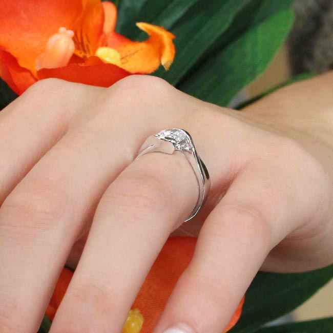 White Gold Moissanite Solitaire Bypass Engagement Ring Image 5