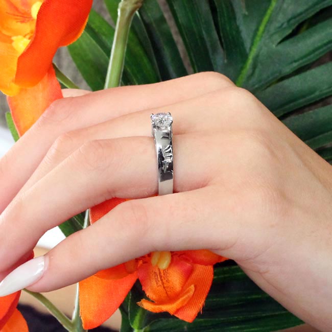 Platinum Criss Cross Prong Lab Diamond Solitaire Ring Image 3