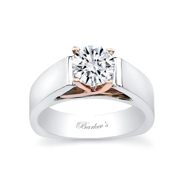  White Rose Gold Criss Cross Prong Solitaire Ring Image 1