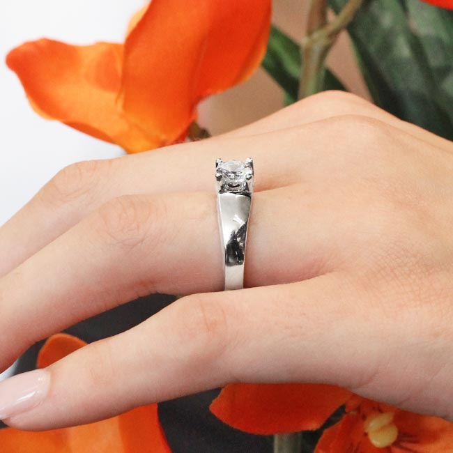 White Gold Square Shank Solitaire Ring Image 4