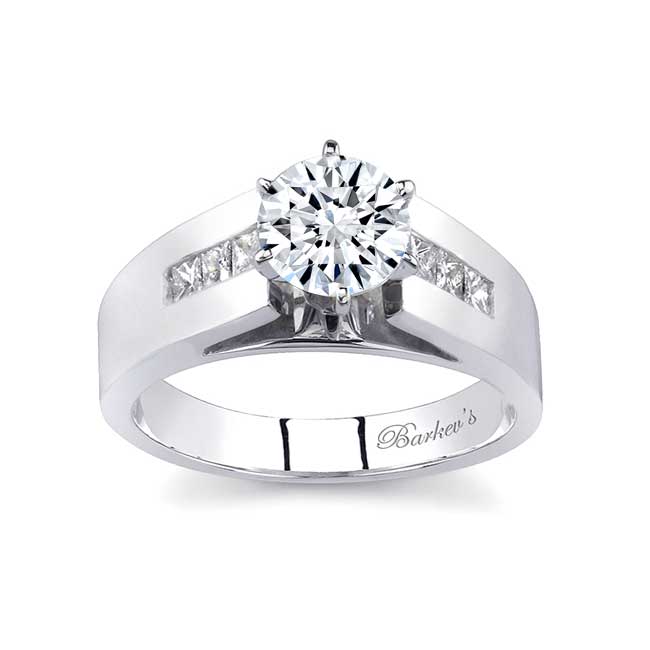  Six Prong Round Moissanite Channel Ring Image 1
