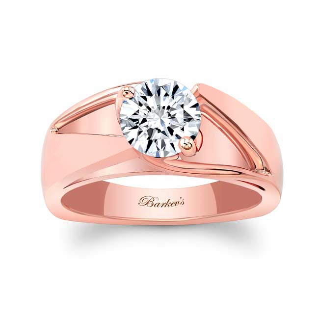 Rose Gold Wide Split Shank Lab Diamond Solitaire Ring
