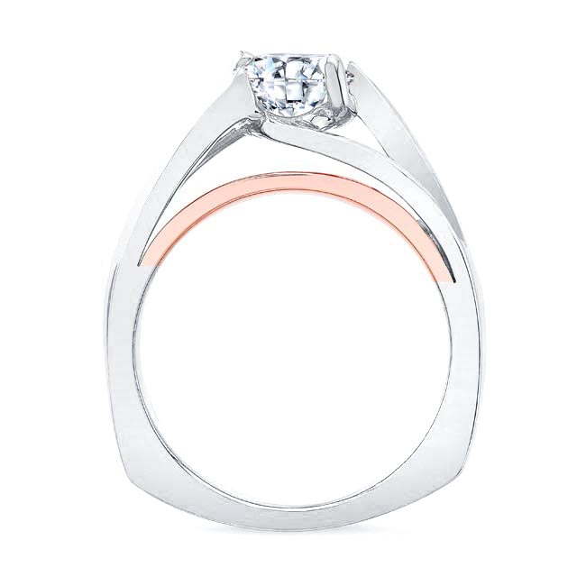 White Rose Gold Wide Split Shank Solitaire Ring Image 2