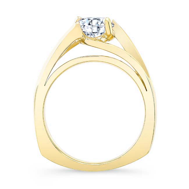 Yellow Gold Wide Split Shank Moissanite Solitaire Ring Image 2