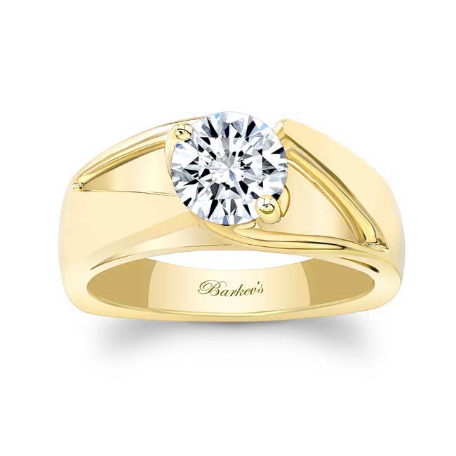Yellow Gold Wide Split Shank Lab Diamond Solitaire Ring