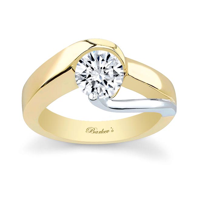  White Yellow Gold 0.75 Carat Solitaire Moissanite Ring Image 1