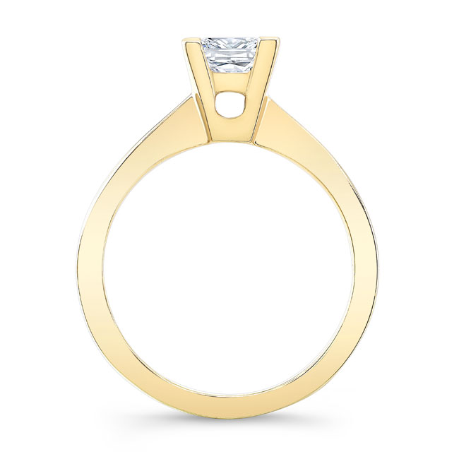  Yellow Gold Princess Cut Solitaire Diamond Ring Image 2