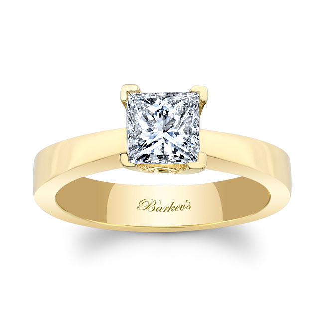  Yellow Gold Princess Cut Solitaire Diamond Ring Image 1
