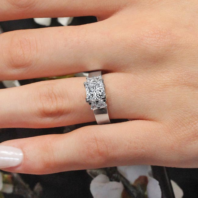 Platinum 5 Stone Moissanite Engagement Ring Image 3