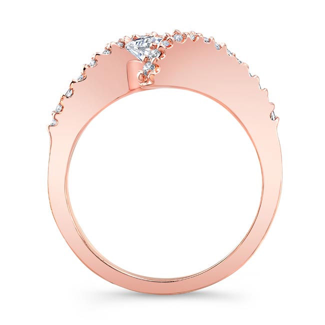 Rose Gold Sideways Princess Cut Moissanite Engagement Ring Image 2