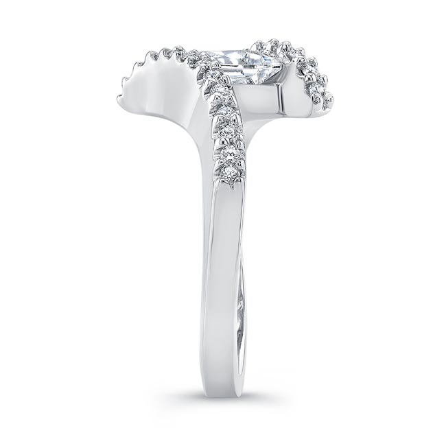  White Gold Sideways Princess Cut Moissanite Engagement Ring Image 3