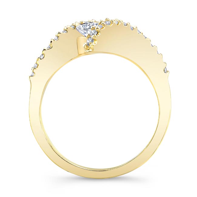  Yellow Gold Sideways Princess Cut Engagement Ring Image 2